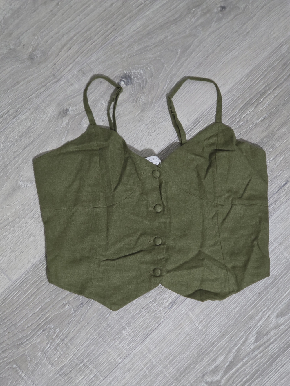 Love Tree Olive Green Cropped Button Cami